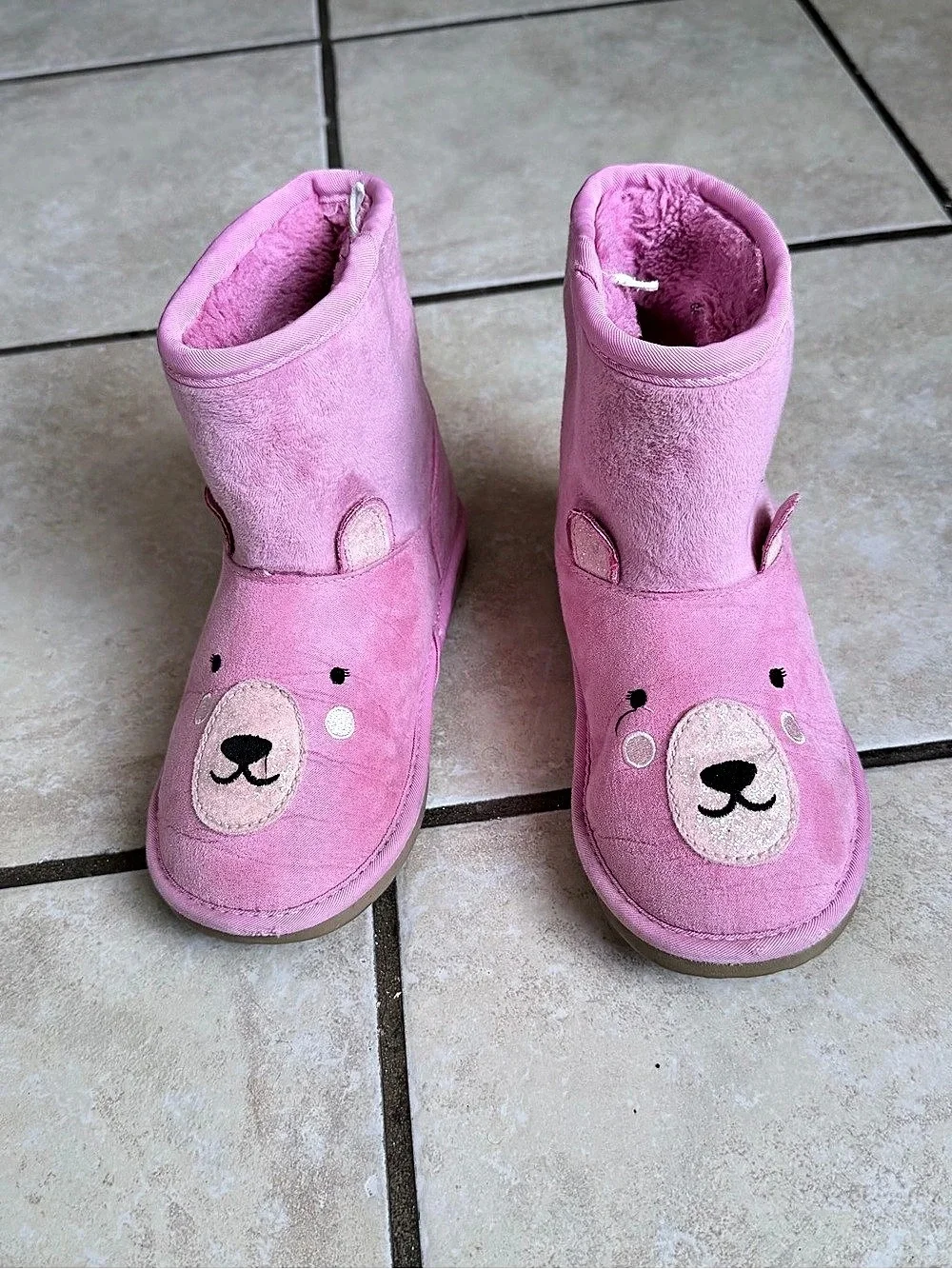 Gymboree Embroidered Bear Chalet Boots Girls 13 Pink